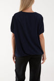 Necklace V-neck Bubble Hem Top For Women  - Dropwear