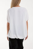Bright Blue Necklace V-neck Bubble Hem Top For Women ONE SIZE - Dropwear