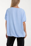 Sage Necklace V-neck Bubble Hem Top For Women ONE SIZE - Dropwear