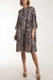 Light Blue Colorful Leopard Print Tiered Smock Dress For Women ONE SIZE - Dropwear