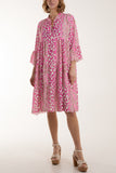 Colorful Leopard Print Tiered Smock Dress For Women  - Dropwear