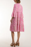 Colorful Leopard Print Tiered Smock Dress For Women  - Dropwear
