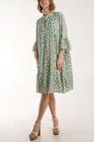 Hot Pink Colorful Leopard Print Tiered Smock Dress For Women ONE SIZE - Dropwear