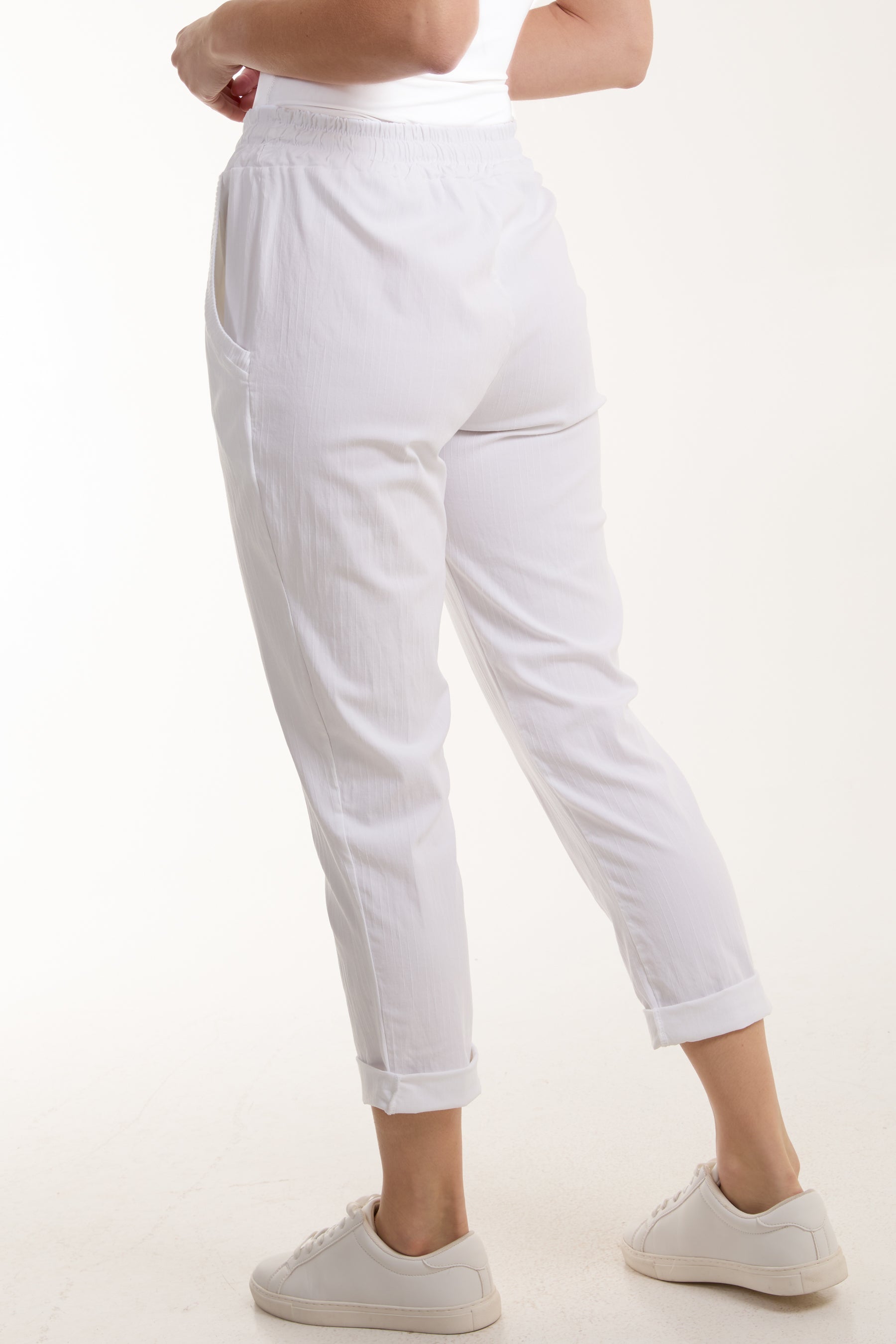 Texture Stripe Pocket Panel Trousers For Women  - Dropwear