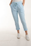 Navy Texture Stripe Pocket Panel Trousers For Women ONE SIZE - Dropwear