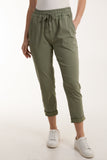 Charcoal Texture Stripe Pocket Panel Trousers For Women ONE SIZE - Dropwear