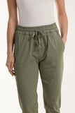 Khaki Texture Stripe Pocket Panel Trousers For Women ONE SIZE - Dropwear