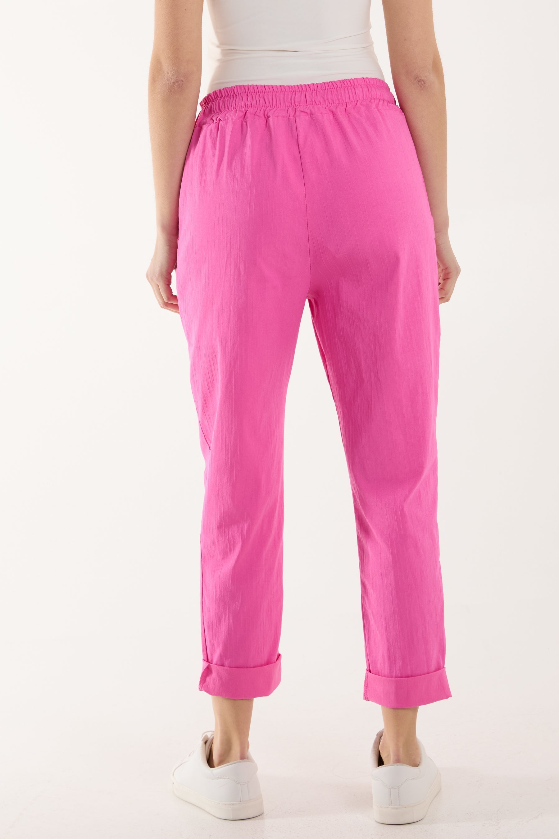 Texture Stripe Pocket Panel Trousers For Women  - Dropwear