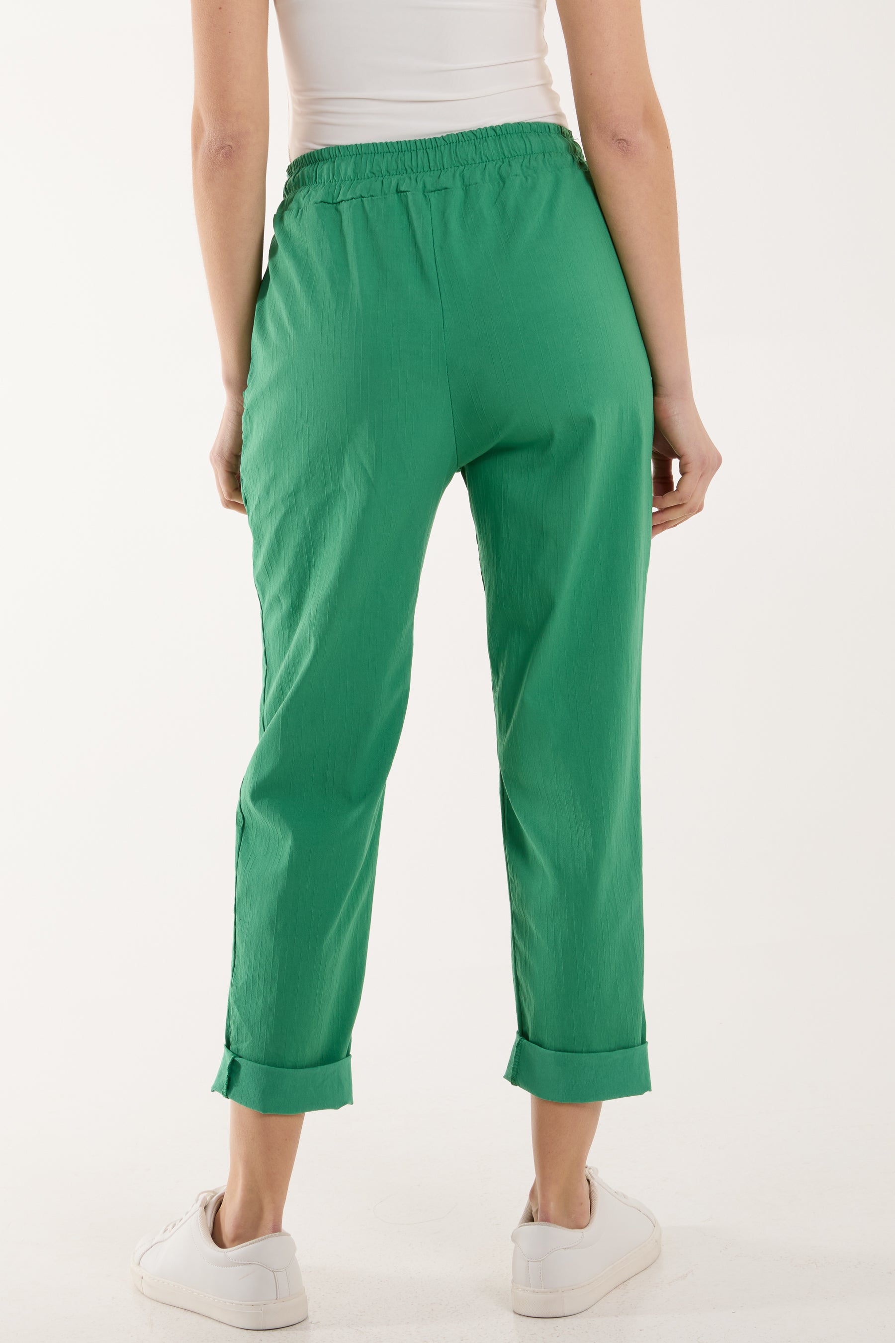 Texture Stripe Pocket Panel Trousers For Women  - Dropwear