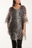 Zebra Print Sheer Long Blouse For Women  - Dropwear