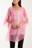 Zebra Print Sheer Long Blouse For Women  - Dropwear