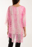 Zebra Print Sheer Long Blouse For Women  - Dropwear