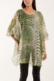 Blue Zebra Print Sheer Long Blouse For Women ONE SIZE - Dropwear