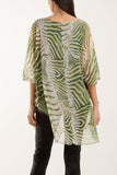 Black Zebra Print Sheer Long Blouse For Women ONE SIZE - Dropwear