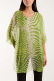 Royal Blue Zebra Print Sheer Long Blouse For Women ONE SIZE - Dropwear