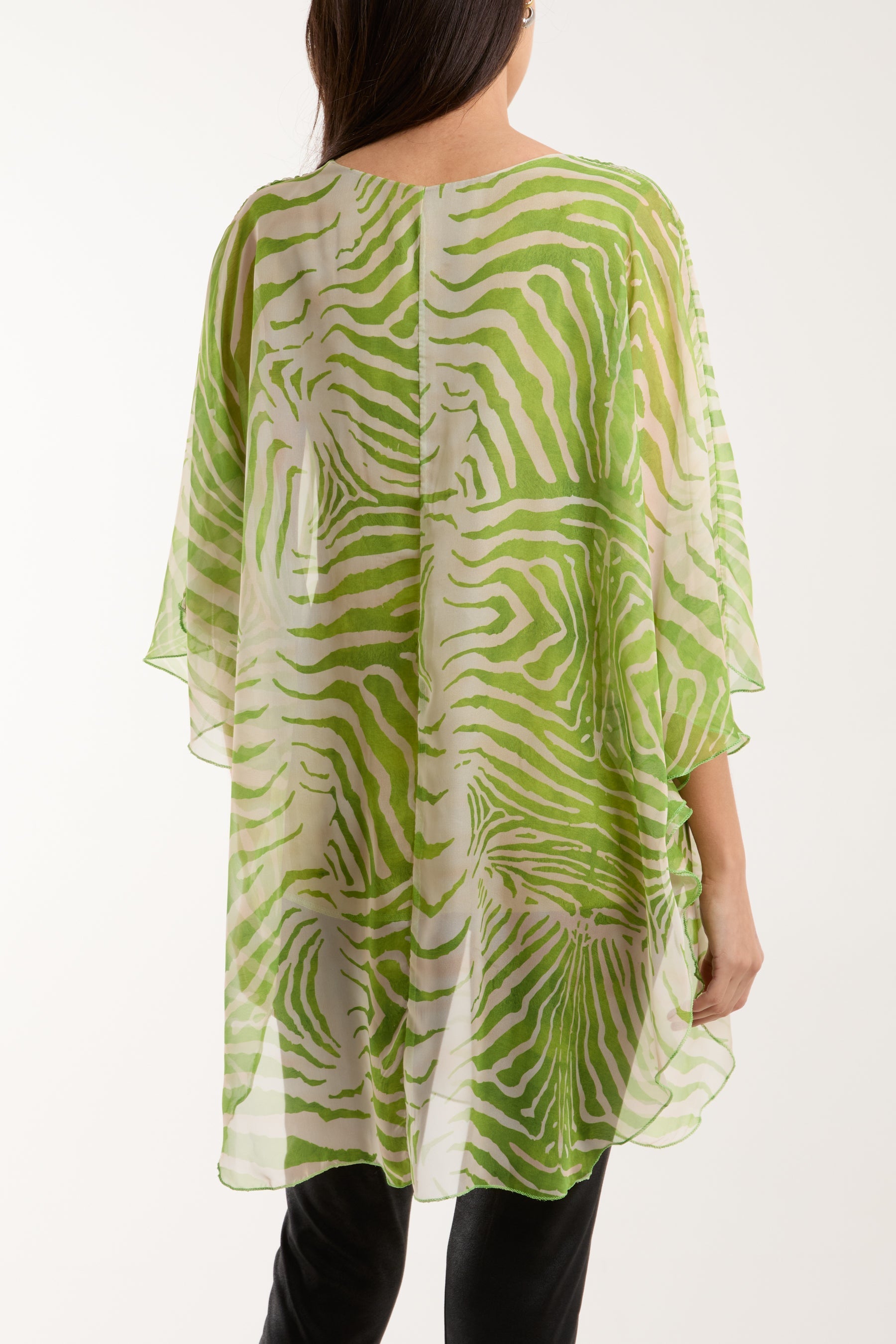 Fuchsia Zebra Print Sheer Long Blouse For Women ONE SIZE - Dropwear