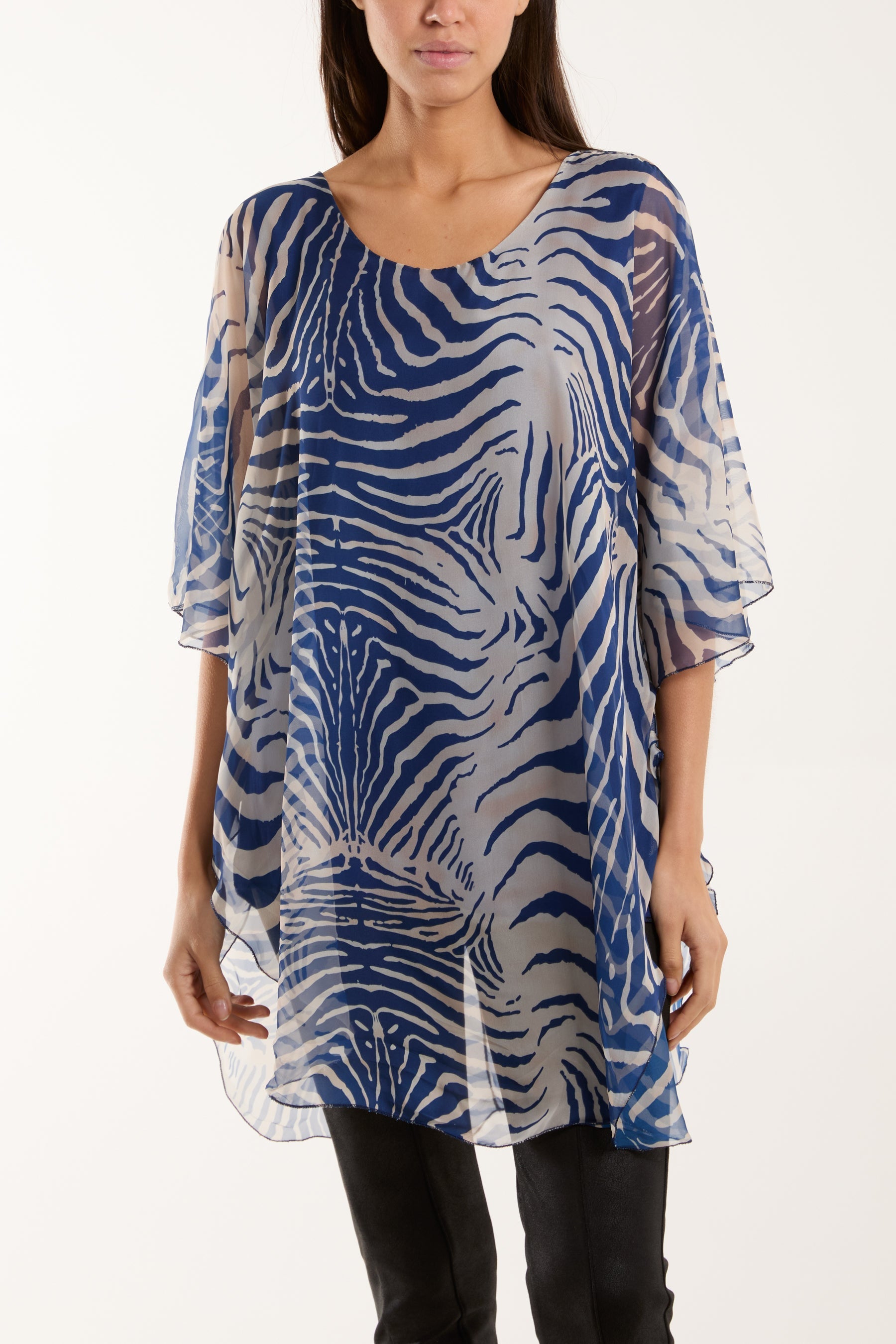 Apple Green Zebra Print Sheer Long Blouse For Women ONE SIZE - Dropwear