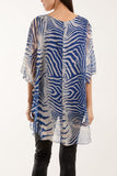 Zebra Print Sheer Long Blouse For Women  - Dropwear