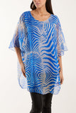 Zebra Print Sheer Long Blouse For Women  - Dropwear
