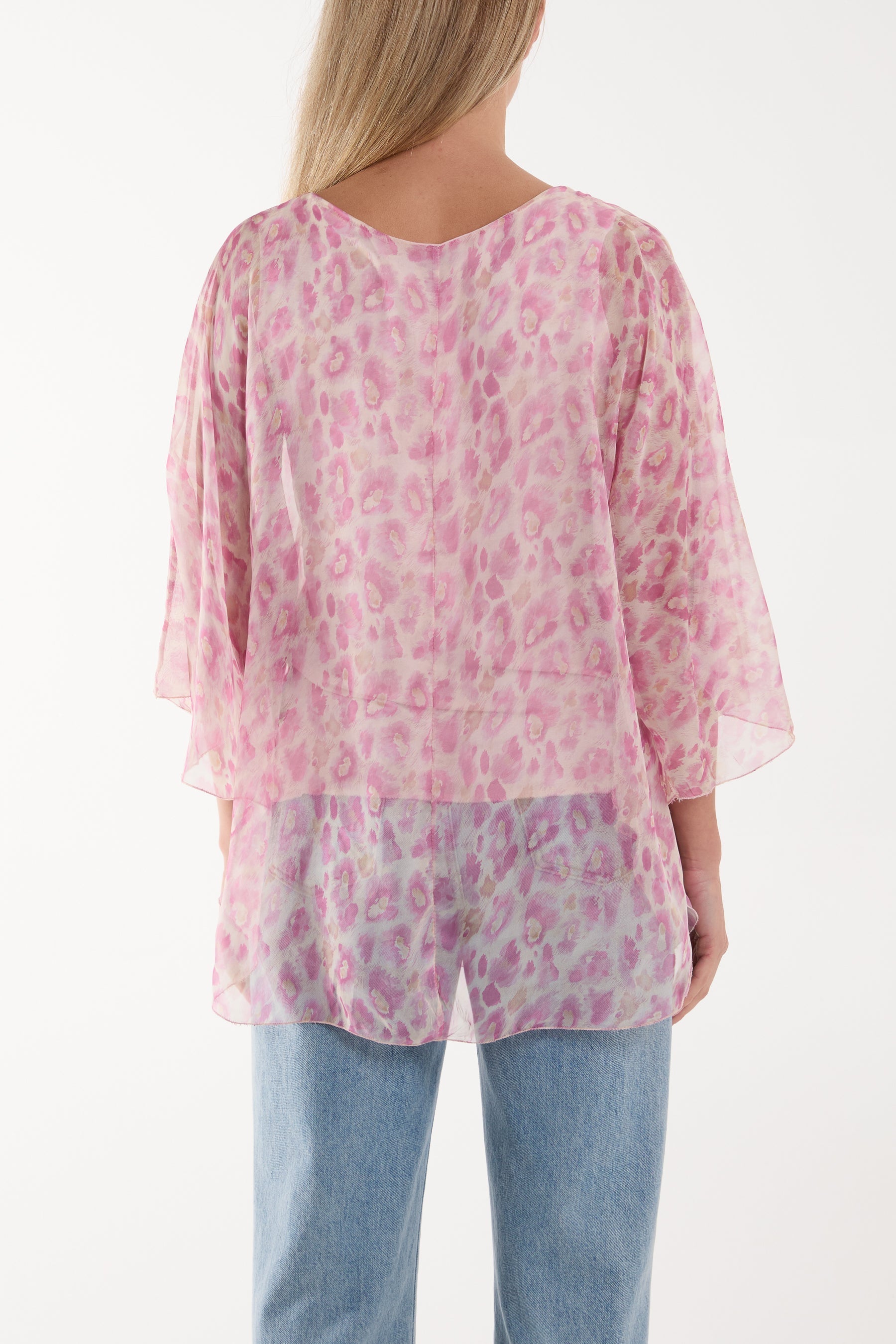 Silk Like Leopard Print Top For Women  - Dropwear