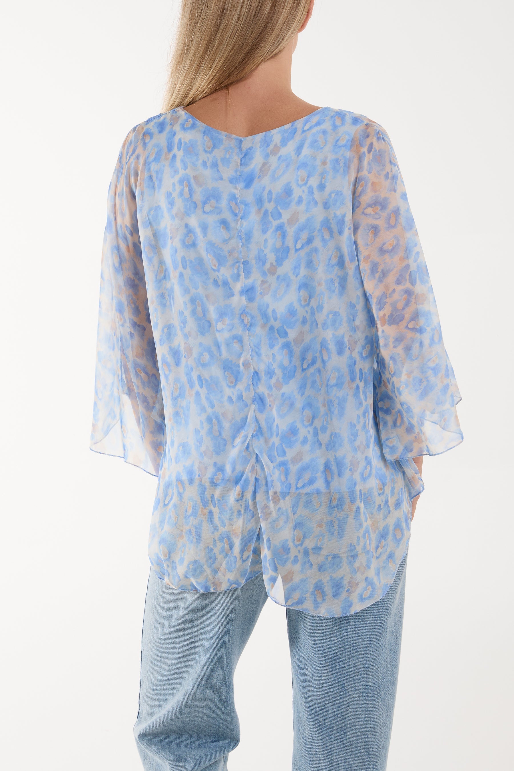 Blush Silk Like Leopard Print Top For Women ONE SIZE - Dropwear