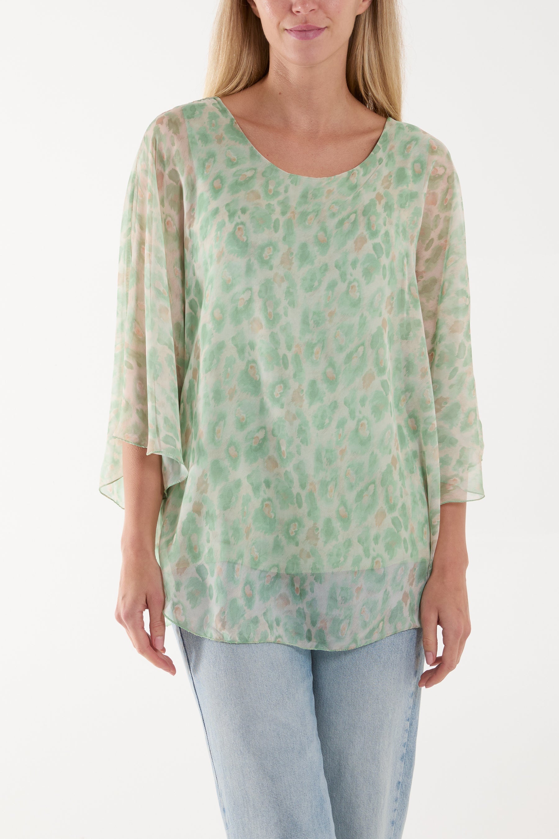 Silk Like Leopard Print Top For Women  - Dropwear