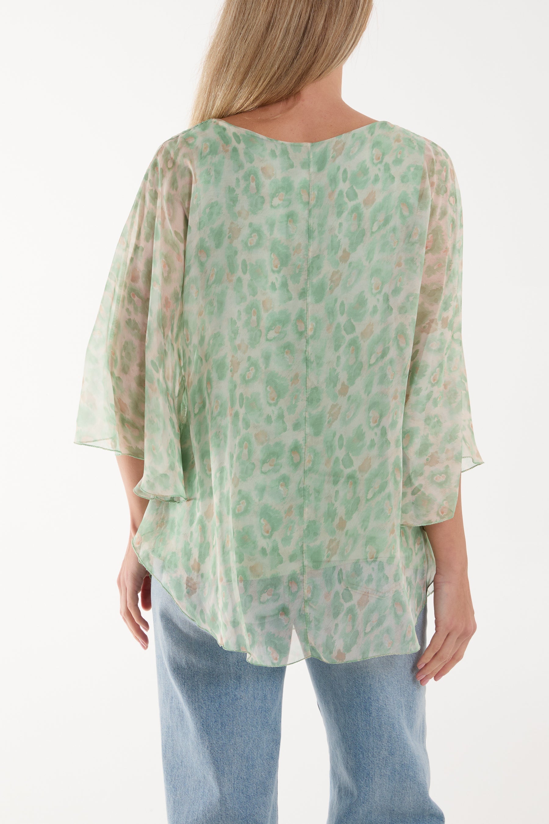 Silk Like Leopard Print Top For Women  - Dropwear