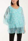 Sage Silk Like Leopard Print Top For Women ONE SIZE - Dropwear