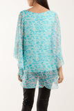 Light Blue Silk Like Leopard Print Top For Women ONE SIZE - Dropwear