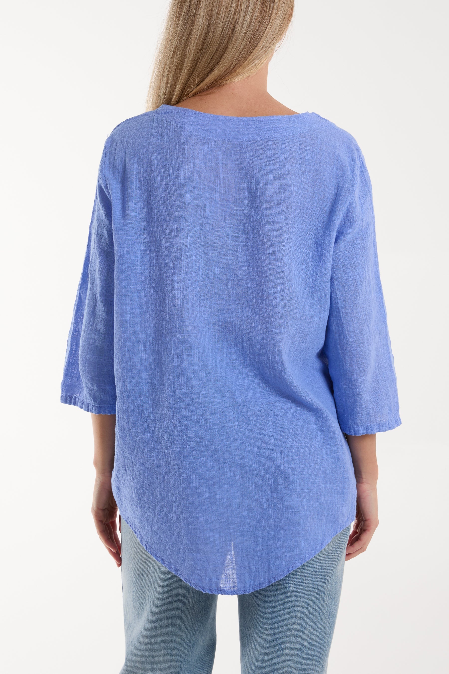 Front Button Cotton Washed Top For Women  - Dropwear