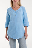 Front Button Cotton Washed Top For Women  - Dropwear