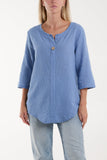 Front Button Cotton Washed Top For Women  - Dropwear