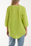 Hot Pink Front Button Cotton Washed Top For Women ONE SIZE - Dropwear