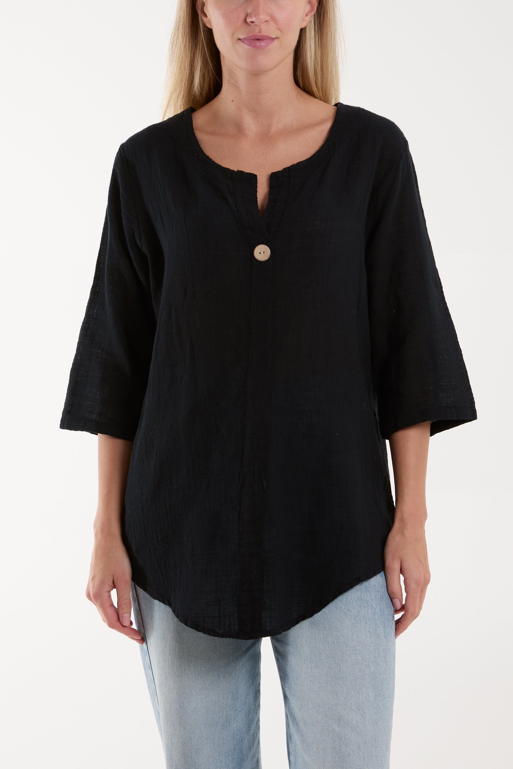 Bubblegum Pink Front Button Cotton Washed Top For Women ONE SIZE - Dropwear