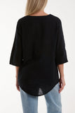 Lime Front Button Cotton Washed Top For Women ONE SIZE - Dropwear