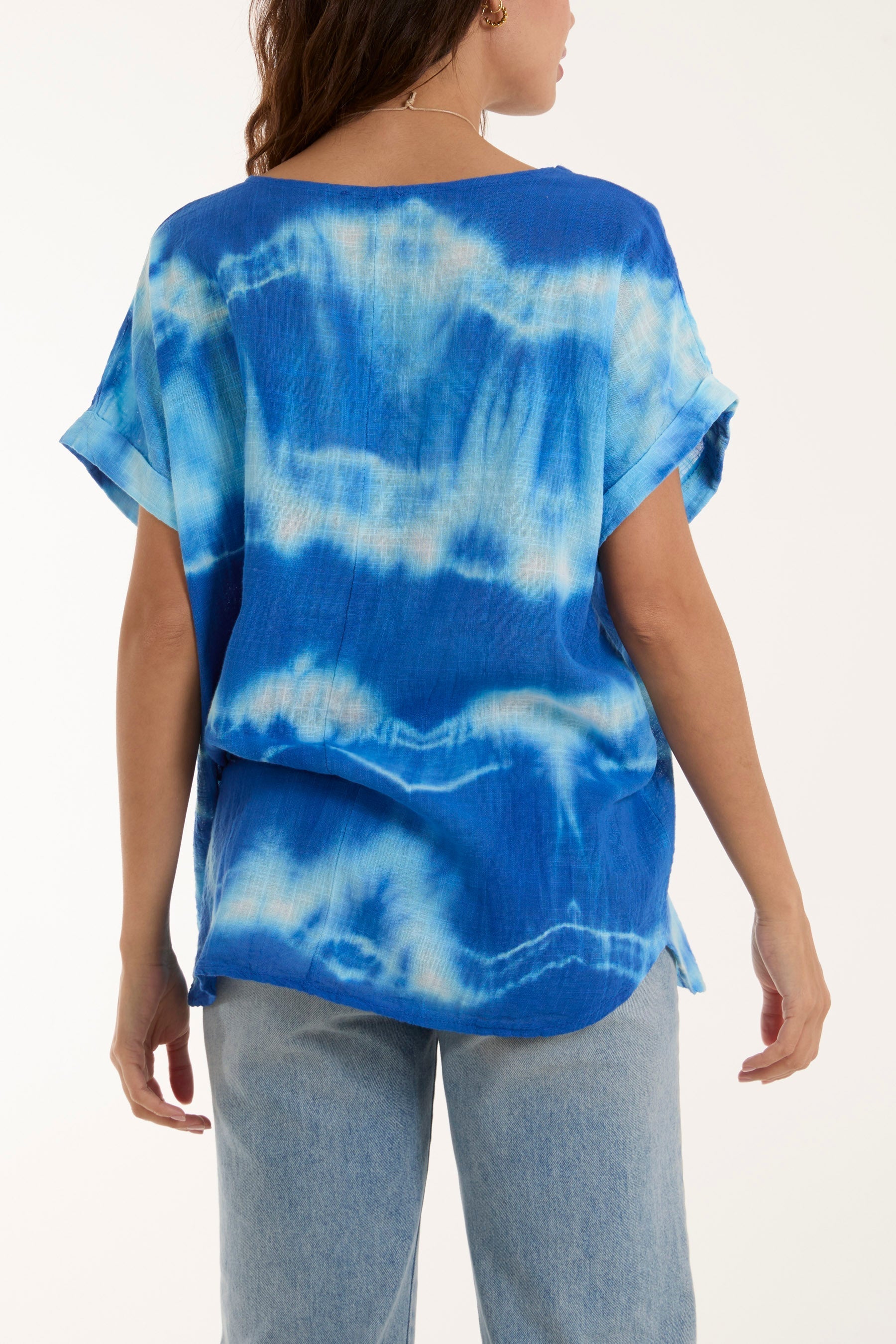 Necklace Tie Dye Cotton Top For Women  - Dropwear