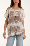 Black Necklace Tie Dye Cotton Top For Women ONE SIZE - Dropwear