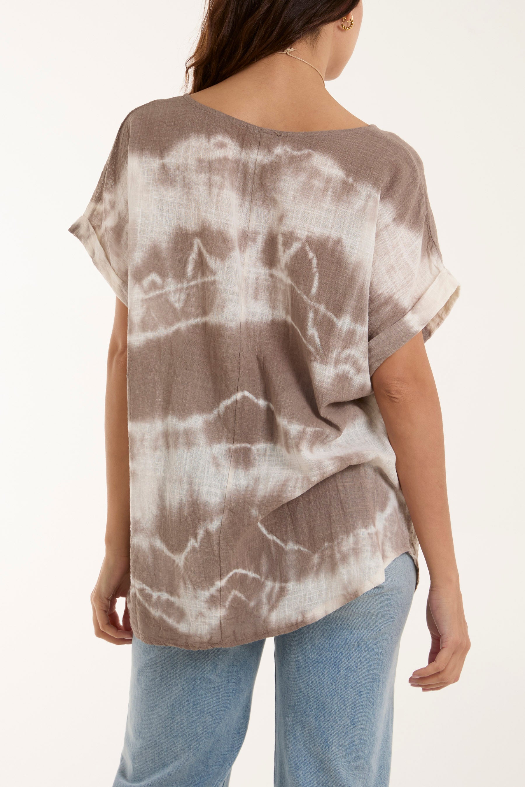 Mocha Necklace Tie Dye Cotton Top For Women ONE SIZE - Dropwear