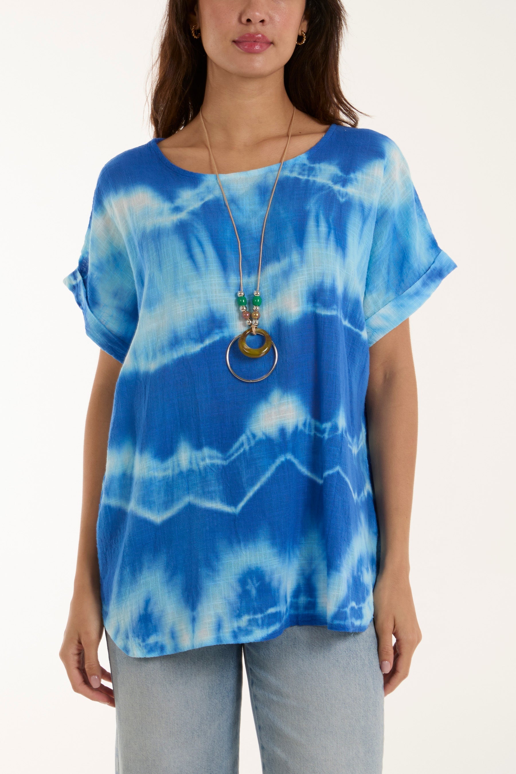 Necklace Tie Dye Cotton Top For Women  - Dropwear