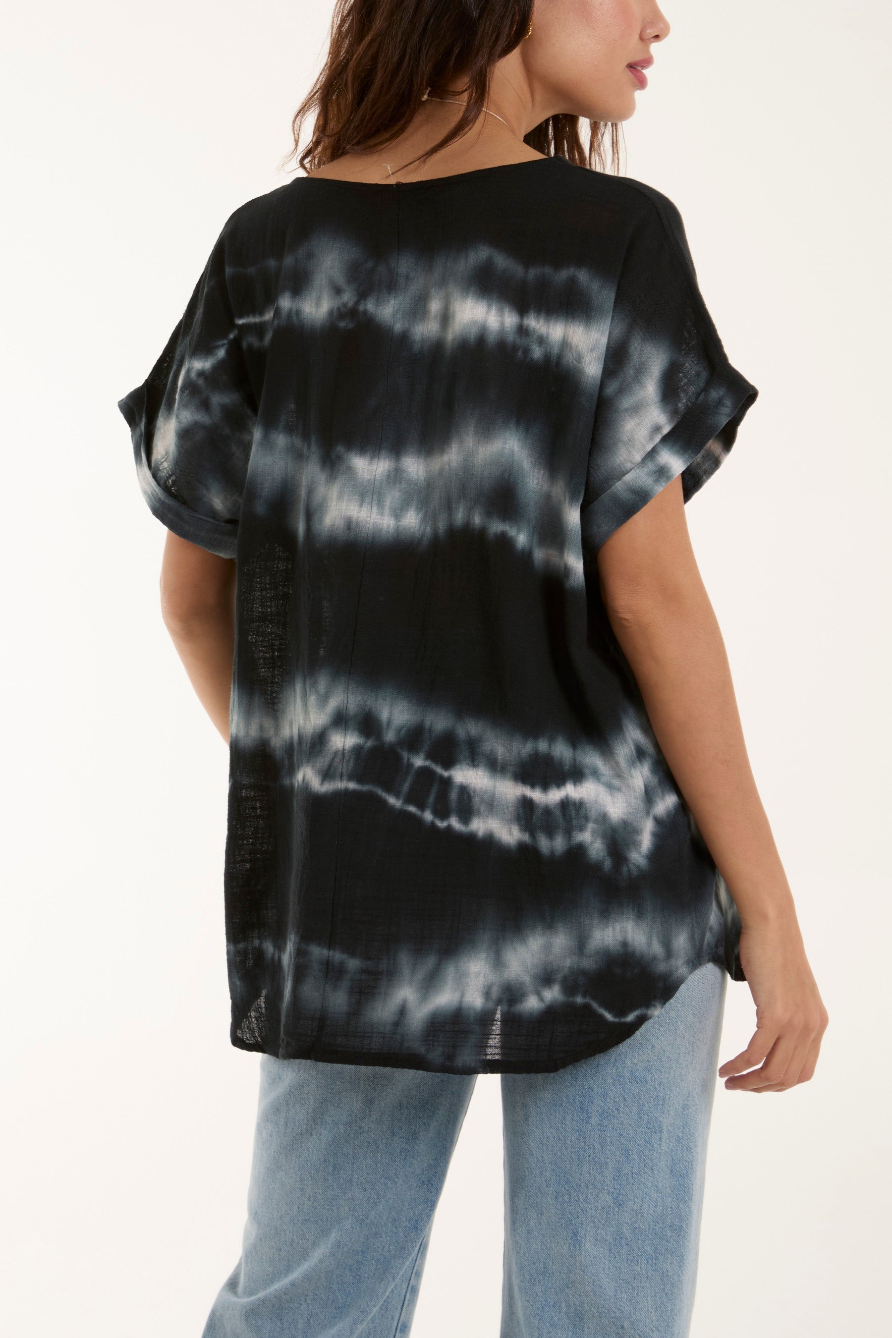 Necklace Tie Dye Cotton Top For Women  - Dropwear