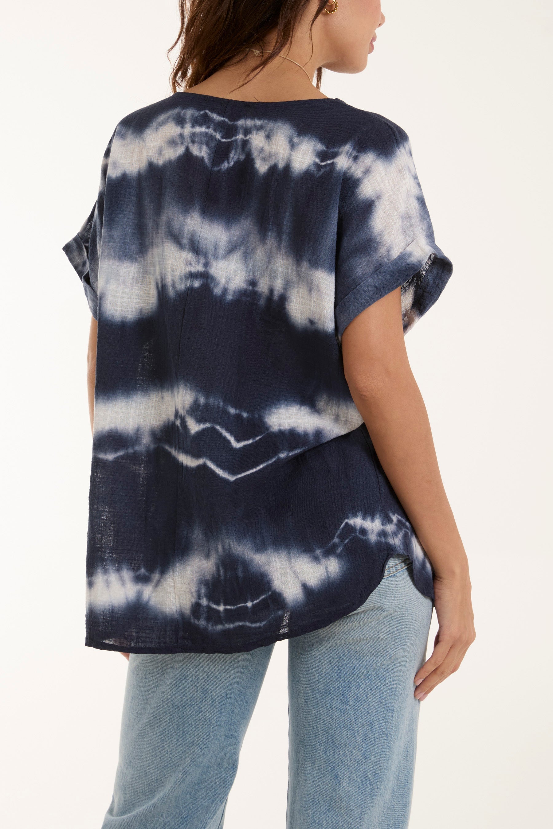 Hot Pink Necklace Tie Dye Cotton Top For Women ONE SIZE - Dropwear