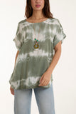 Navy Necklace Tie Dye Cotton Top For Women ONE SIZE - Dropwear