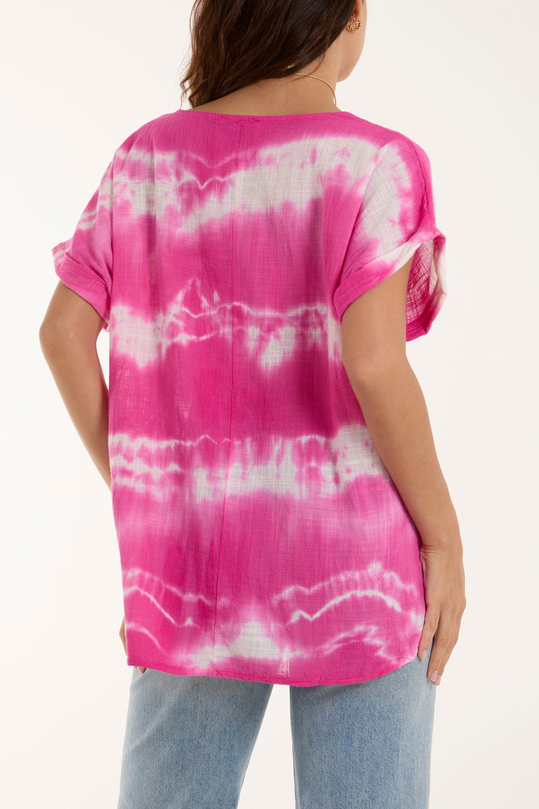 Necklace Tie Dye Cotton Top For Women  - Dropwear