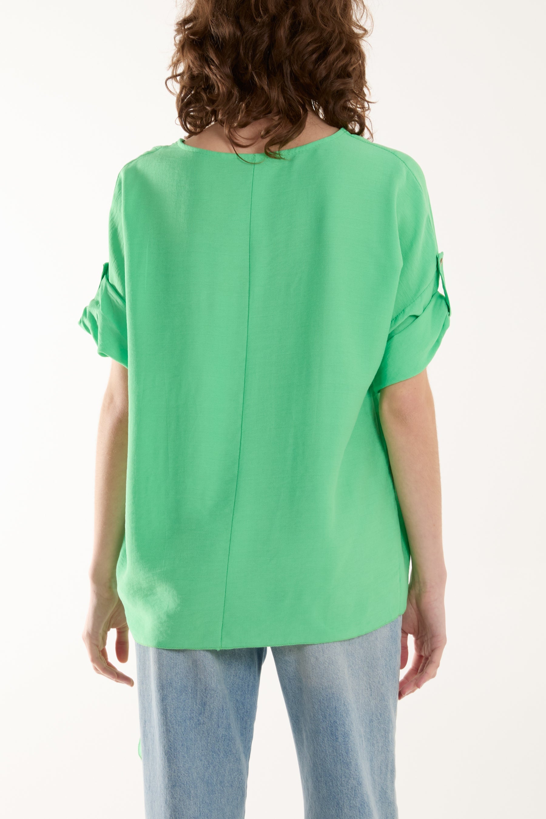 Blush Two Button Front Knot Short Sleeve Top For Women ONE SIZE - Dropwear