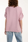 Beige Two Button Front Knot Short Sleeve Top For Women ONE SIZE - Dropwear