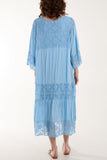 Lace Smock Tiered Midi Dress For Women  - Dropwear