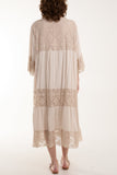 Lace Smock Tiered Midi Dress For Women  - Dropwear