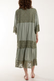 Stone Lace Smock Tiered Midi Dress For Women ONE SIZE - Dropwear