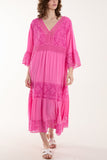 Lace Smock Tiered Midi Dress For Women  - Dropwear
