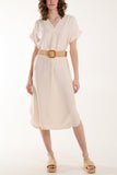 Belted V-Neck Short Sleeve Midi Dress For Women  - Dropwear